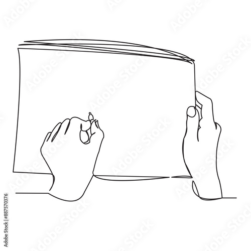 continuous single drawn by one line of the hand of the artist, hands draw in the album a hand-drawn picture of the silhouette. Line art. doodle