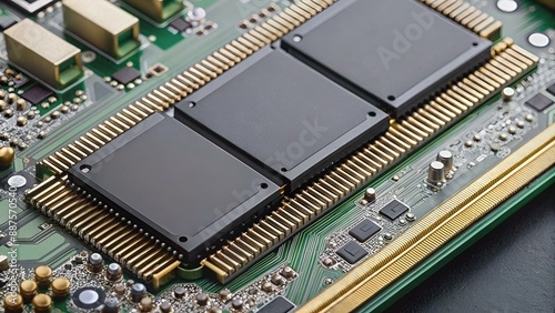 The MSATA nvme M2 connector for connecting fast modern SSD data drives to the computer's motherboard, close-up. 