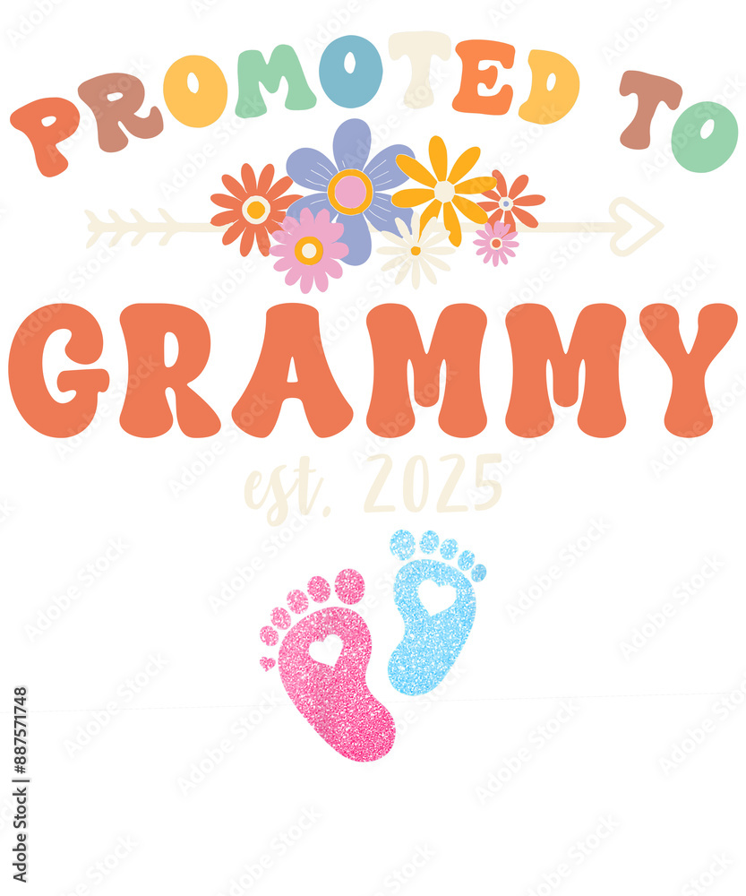 Fototapeta premium A colorful graphic announcing the arrival of a new grandchild, featuring the words 