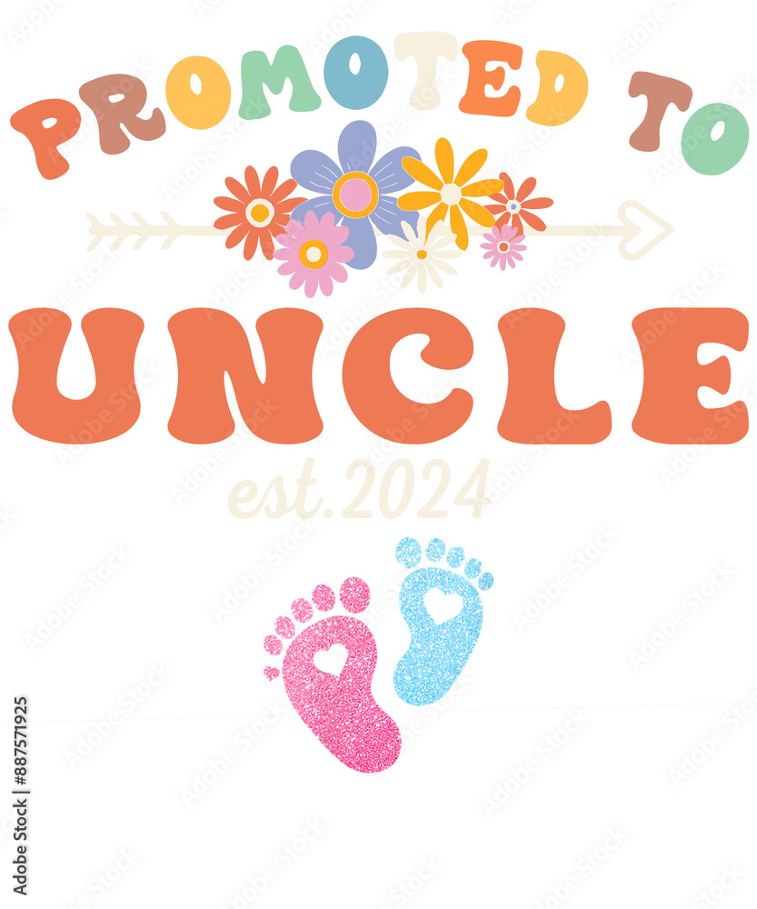 A colorful graphic celebrating a new uncle with the words A colorful graphic celebrating a new uncle with the words