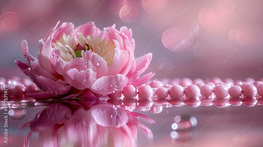 Beads And Peony, Delicate And Beautiful, High Quality Background Beads And Peony, Delicate And Beautiful, High Quality Background