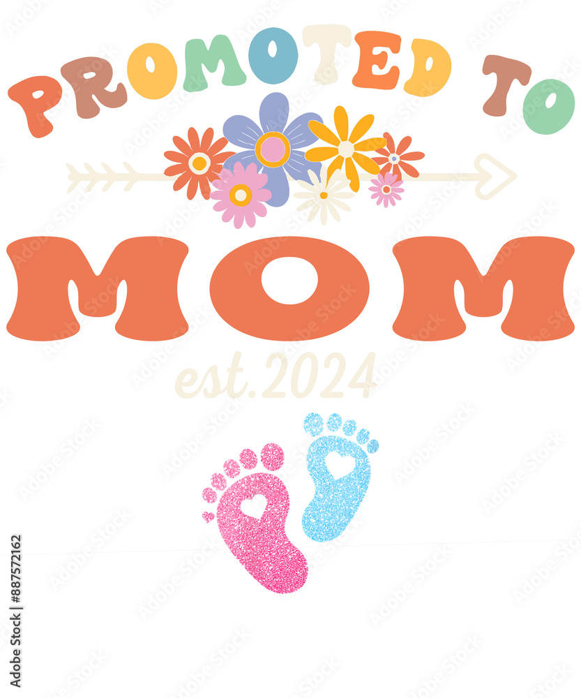 A colorful graphic design announcing a new mom with the text A colorful graphic design announcing a new mom with the text