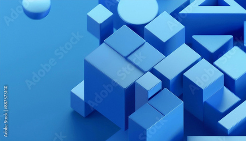 Abstract Background with 3d blue geometric, 3d render