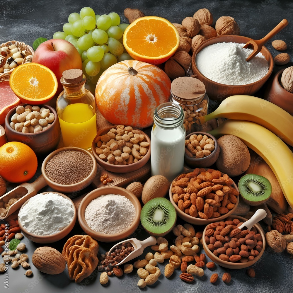 Composition with food products rich in magnesium.