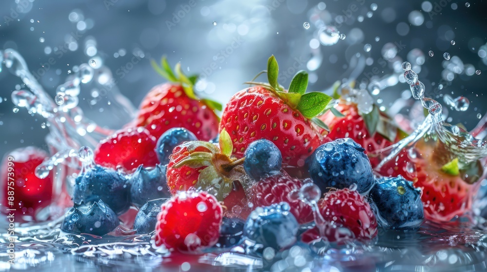 Mix berry in water splash Mix berry in water splash