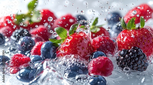 Mix berry in water splash