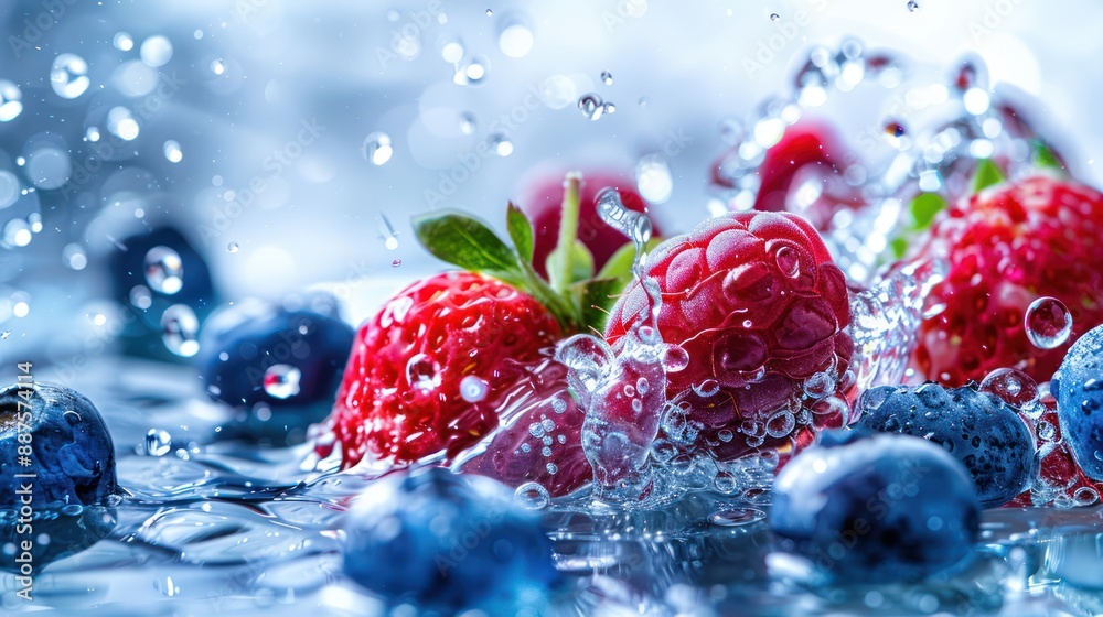 Mix berry in water splash Mix berry in water splash