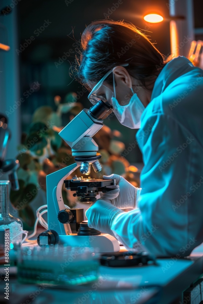 A detailed view captures a scientist meticulously studying cells through a microscope, illustrating the precision and dedication involved in biological research. A detailed view captures a scientist meticulously studying cells through a microscope, illustrating the precision and dedication involved in biological research.