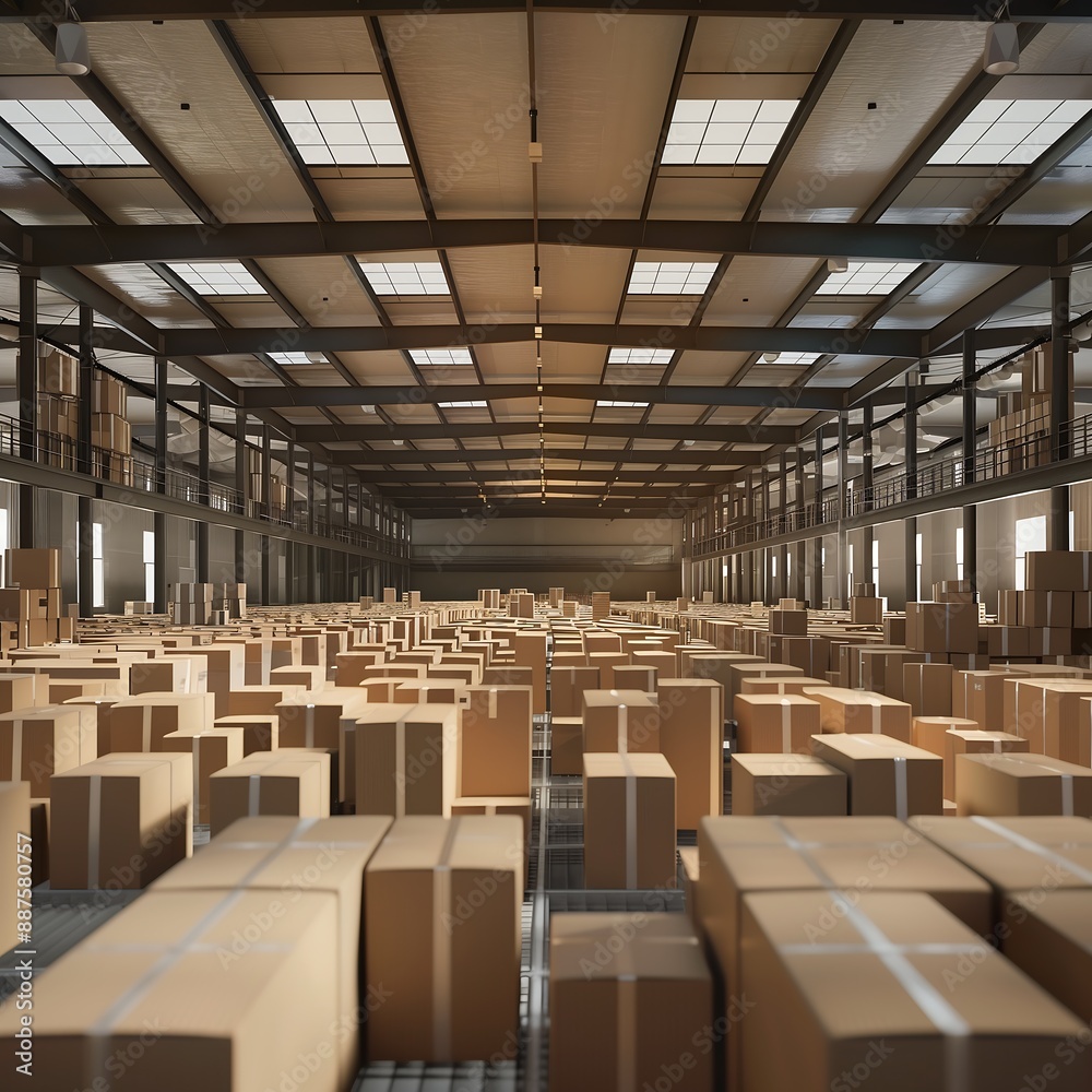 logistics warehouse with cardboard boxes logistics warehouse with cardboard boxes