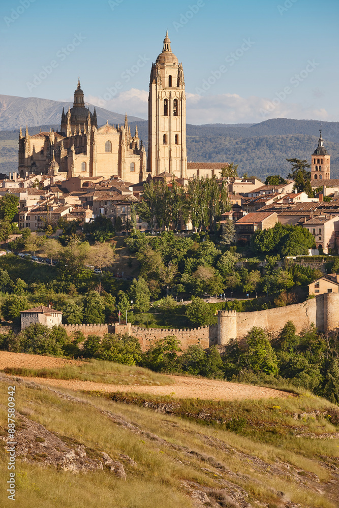 Gothic cathedral in Segovia. Medieval city in Castilla Leon. Spain