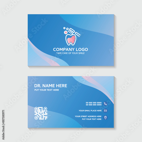 Dental business card template use in presentation for company or clinic. dental health concept. medical health and dentistry concept. vector design.