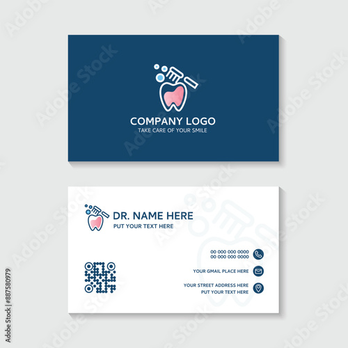 Dental business card template use in presentation for company or clinic. dental health concept. medical health and dentistry concept. vector design.