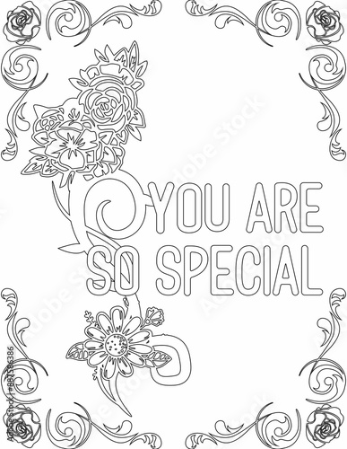 Printable floral coloring page for kids and adults with inspirational quote for self talk and self improvement. it helps to succeed and struggle against life to enjoy the tough journey
