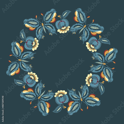 Beautiful stylized floral ornament. Floral rhythmic pattern.