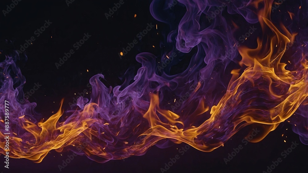 Obraz premium colourful fire background banner with purple flames.