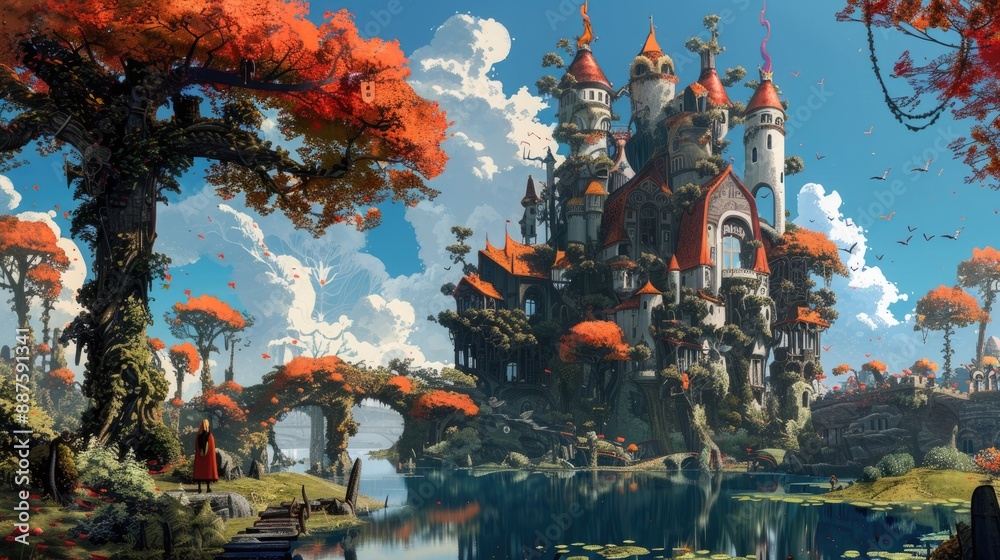 Fantasy landscape art illustration environment. Fantasy landscape art illustration environment.