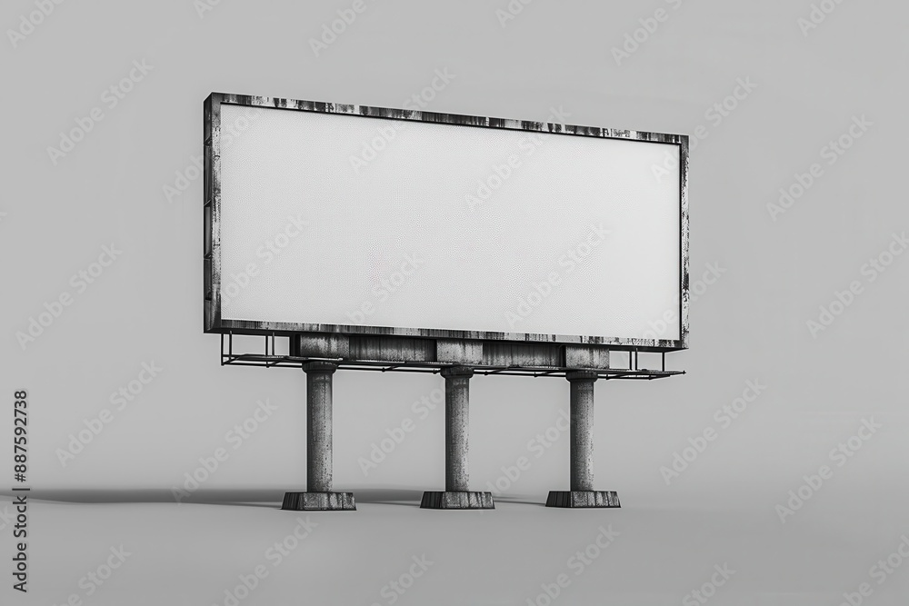 Obraz premium A blank billboard isolated on a grey background. Ready for your message.