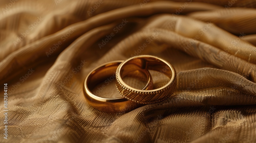 Rings on brown fabric with text space Rings on brown fabric with text space