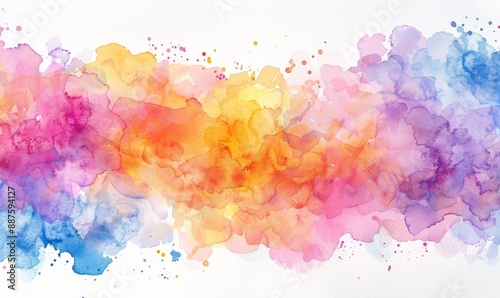 Abstract Bright Colorful Watercolor Paint Background Texture, Resembling Clusters of Cloud-like Paper Scraps, Art Aesthetic for Articles, Marketing Campaigns, and Advertisements, AI-Generated 4K High-