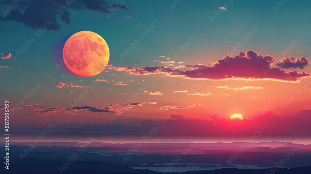 Cloudless Sunset: At sunset, a cloudless sky displays a gradient of colors, from fiery reds near the horizon to soothing purples above, a tranquil end to the day.
