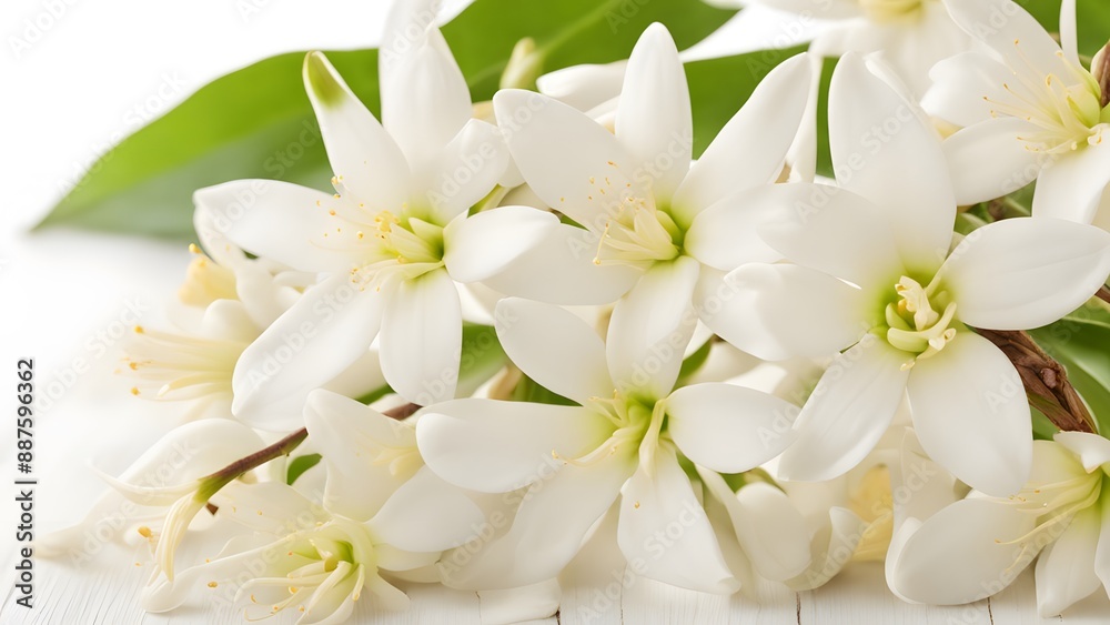 Botanical vanilla flower on white background, AI Generated Botanical vanilla flower on white background, AI Generated