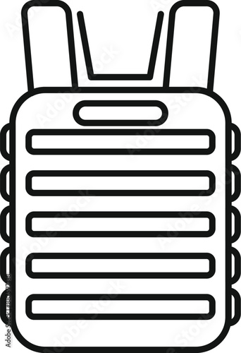 Simple line icon illustration of a bulletproof vest providing personal protection from gunshots