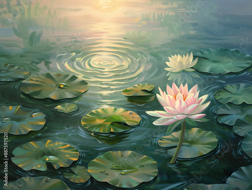 a lily pads in a pond