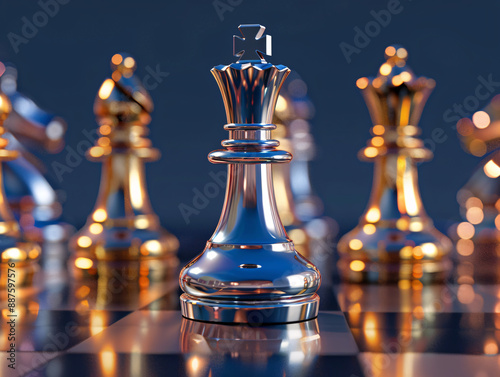 a chess board with a queen