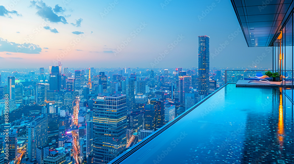 Obraz premium Skyline Serenity Top Floor Pool at a Stunning Hotel