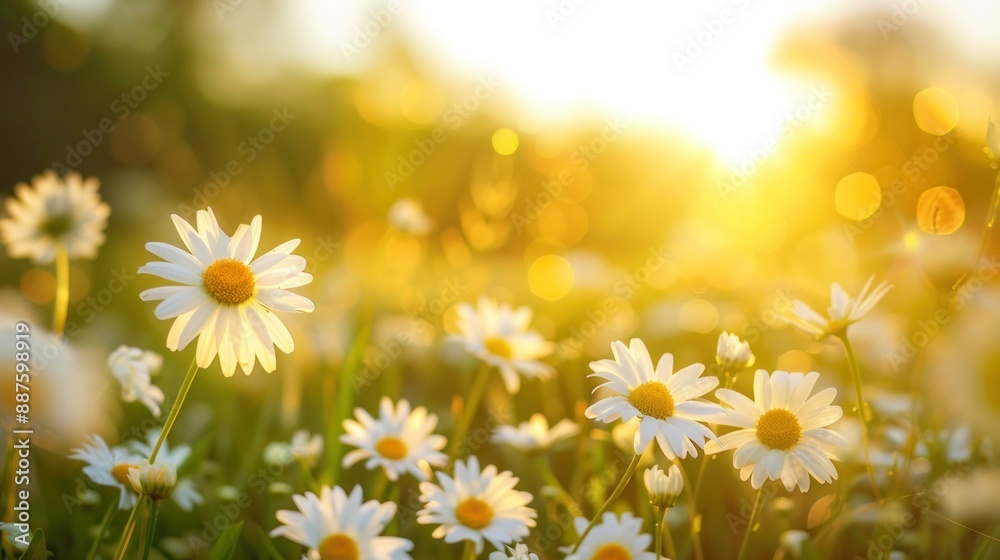 Fototapeta premium Sunlit Daisy Field