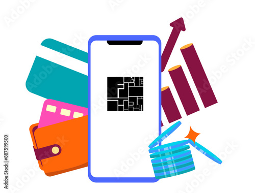 purple white moneytary fintech 3d illustration