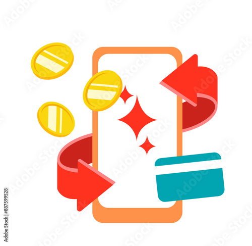 red yellow moneytary fintech 3d illlustration