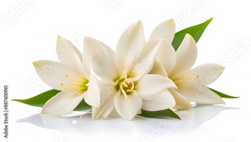 Vanilla flower on white background, AI Generted