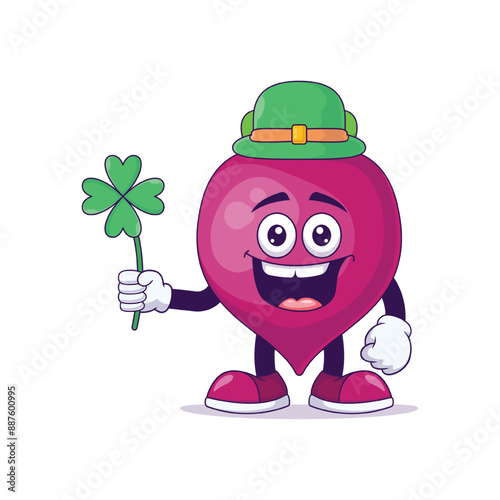 Leprechaun beetroot cartoon mascot character vector
