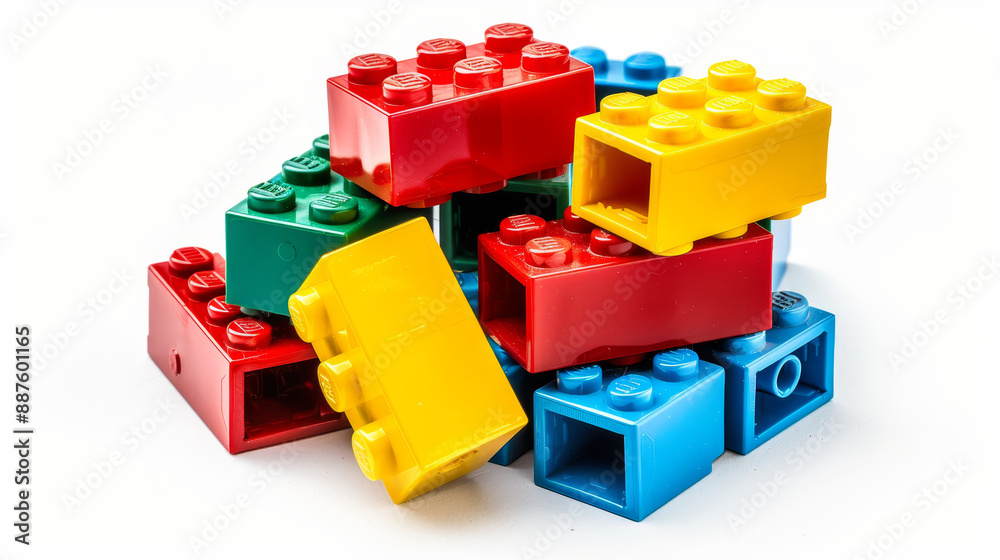 **Construction Bricks and Blocks on white background **Construction Bricks and Blocks on white background