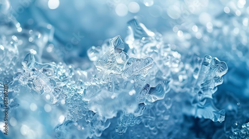 A mesmerizing close-up of a crystal-clear ice formation, with intricate patterns and textures that create a stunning natural sculpture.