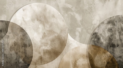 Nordic Bohemian Scandinavian Minimalist Abstract Shapes Watercolor in Taupe and Beige for Simple Decoration Interior Poster Frame Design