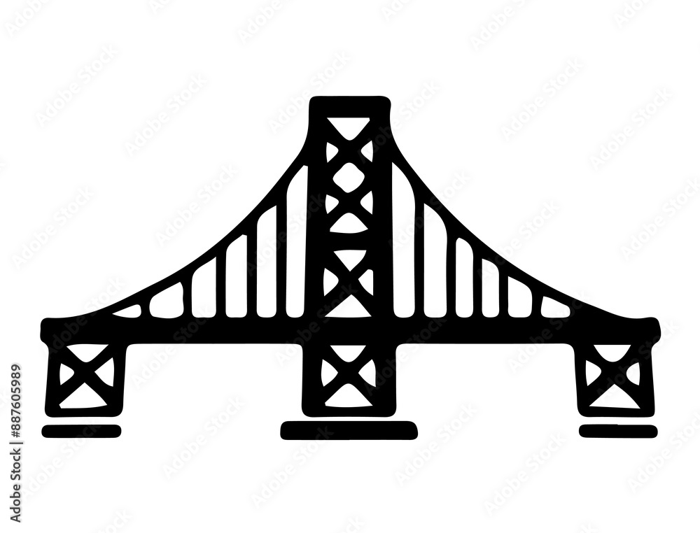 Fototapeta premium Bridge Illustration, Bridge, Png, Silhouette, In Black Color