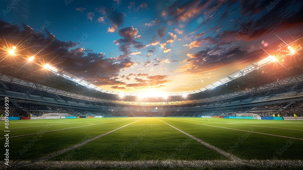 Stadium football stadium at night with lights and sky. sport complex, modern architecture. Stadium football stadium at night with lights and sky. sport complex, modern architecture.