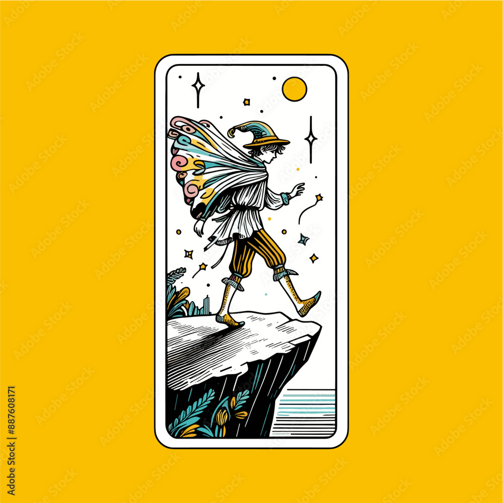 Fototapeta premium The Fool Tarot Card: Embracing the Unknown with Vibrant Wings