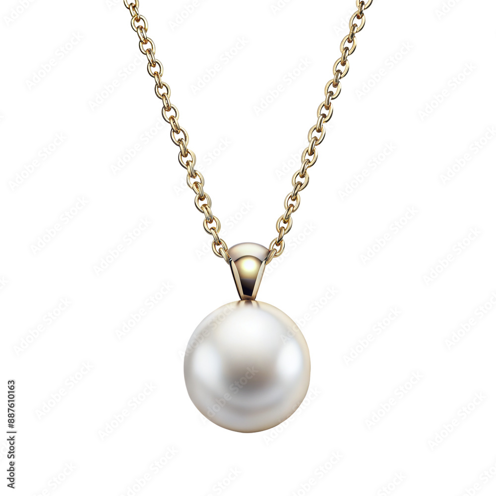 Elegant Gold Necklace With White Pearl Pendant