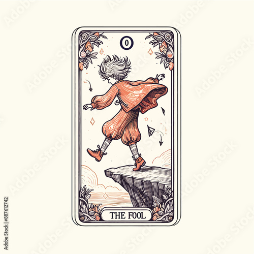 The Fool Tarot Card: Hand-Drawn Whimsical Journey Illustration