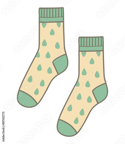 Colorful socks isolated on white background. Cartoon style vector illustration