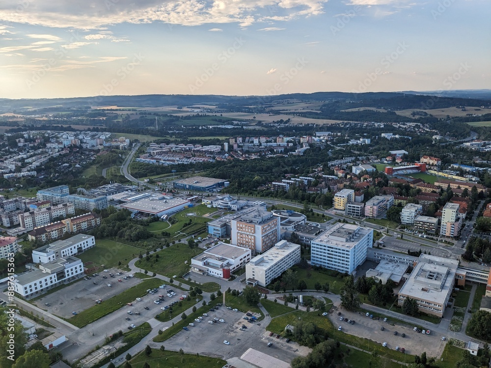 Aerial panorama view of Jihlava town and local Jihlava hospital with traumacenter,Vysocina region,Bohemia,Czech republic-Nemocnice Jihlava Aerial panorama view of Jihlava town and local Jihlava hospital with traumacenter,Vysocina region,Bohemia,Czech republic-Nemocnice Jihlava