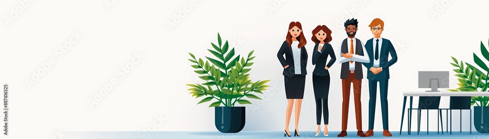 Group of business people discussing work in office. Group of business people discussing work in office.
