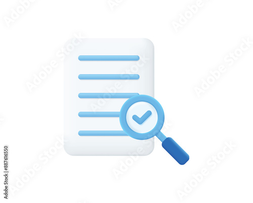 3d search list realistic icon vector concept