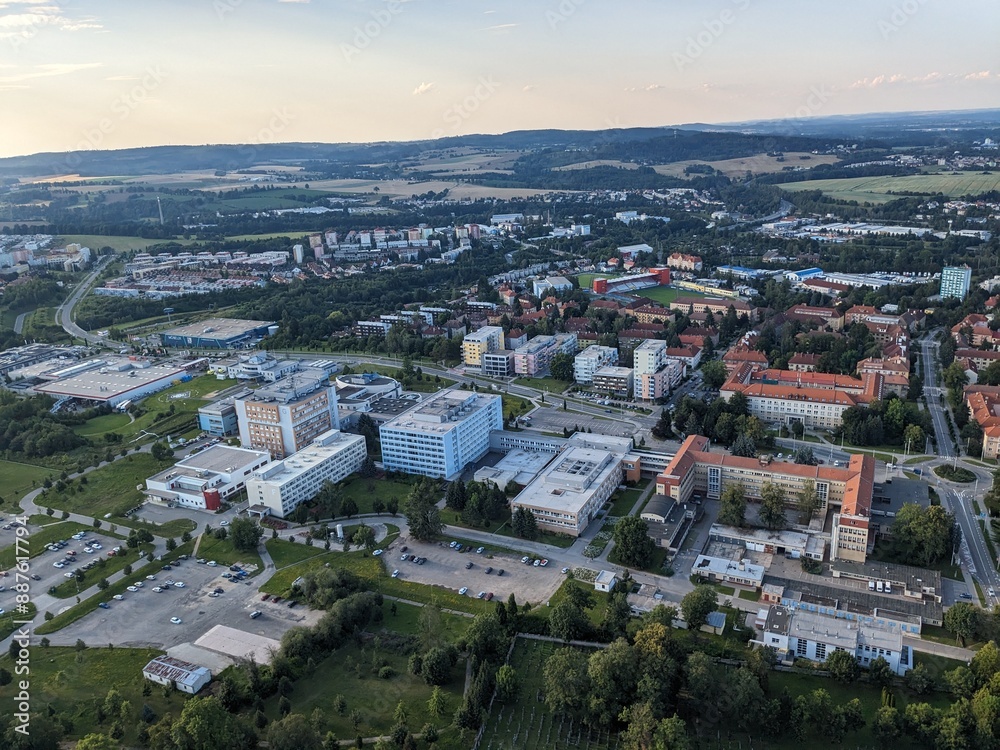 Aerial panorama view of Jihlava town and local Jihlava hospital with traumacenter,Vysocina region,Bohemia,Czech republic-Nemocnice Jihlava Aerial panorama view of Jihlava town and local Jihlava hospital with traumacenter,Vysocina region,Bohemia,Czech republic-Nemocnice Jihlava