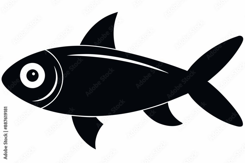 Fototapeta premium Sardine fish silhouette Vector illustration with a white background