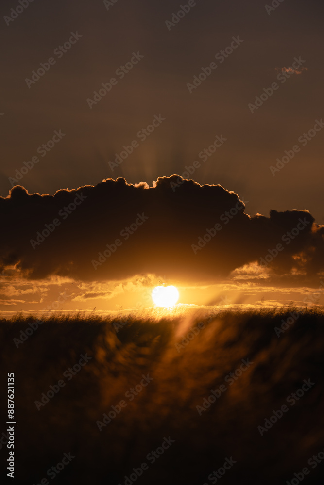Sonnenuntergang am Napoleonsturm bei Sprendlingen in Rheinhessen, Juli 2024