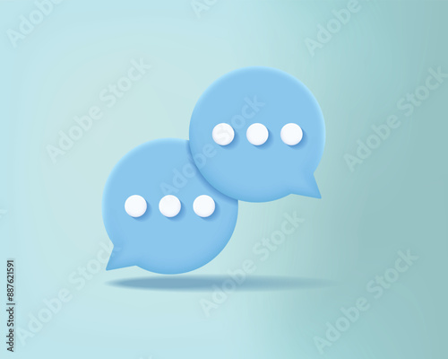 3d two bubble talk realistic icon vector illustration
